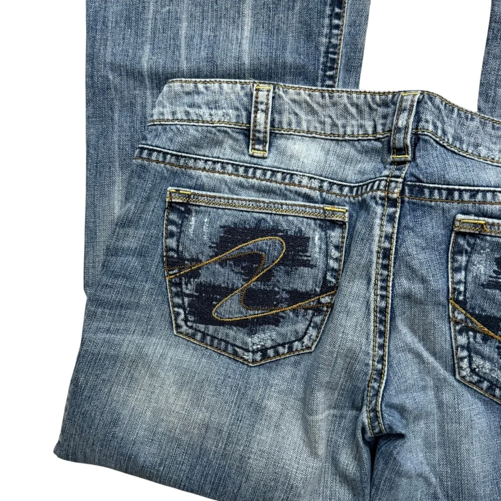 Silver Jeans Tuesday Bootcut Mens 34x33 Blue Good Distressed Low Rise‎ Denim